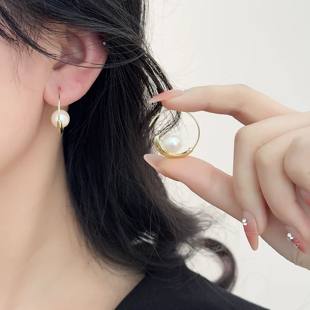 86957-992c7a.jpg Boucles d'oreilles françaises avec perles artificielles circulaires simples, Niche, Style haut de gamme, boucles d'oreilles polyvalentes