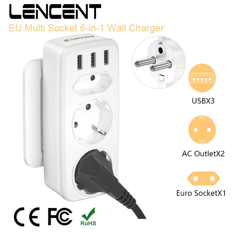 Linsen EU Stecker Steckdose mit 3 Wechselstrom steckdosen 3 USB Anschl linsen-eu-stecker-steckdose-mit-3-wechselstrom-steckdosen-3-usb-anschl