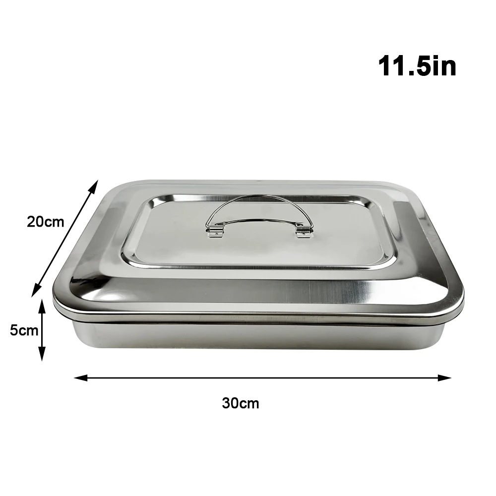 Dental Instruments Tray With Lid Stainless Steel Surgical Medical Disinfection Box Rectangular Plate Sterilization Container New Sec641f01e89c4d1ba780204108286547h