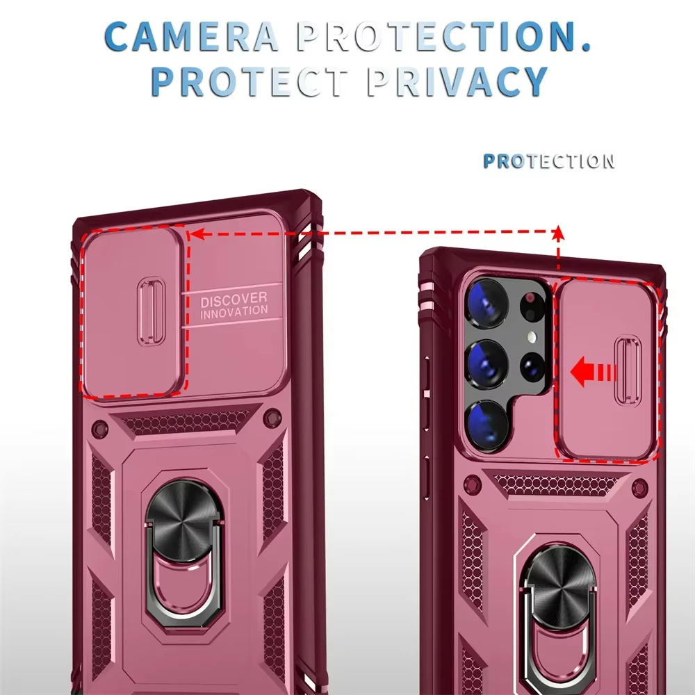 360° Rotating Armor Phone Case with Camera Slide and Military-Grade Protection