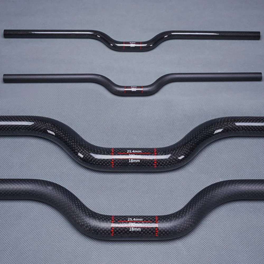 Glossy/Matte 3K Carbon Bicycle Handlebar 25.4mm U Style Handlebars MTB Kids' Folding BMX Handle bar Bike Parts 480mm-700mm