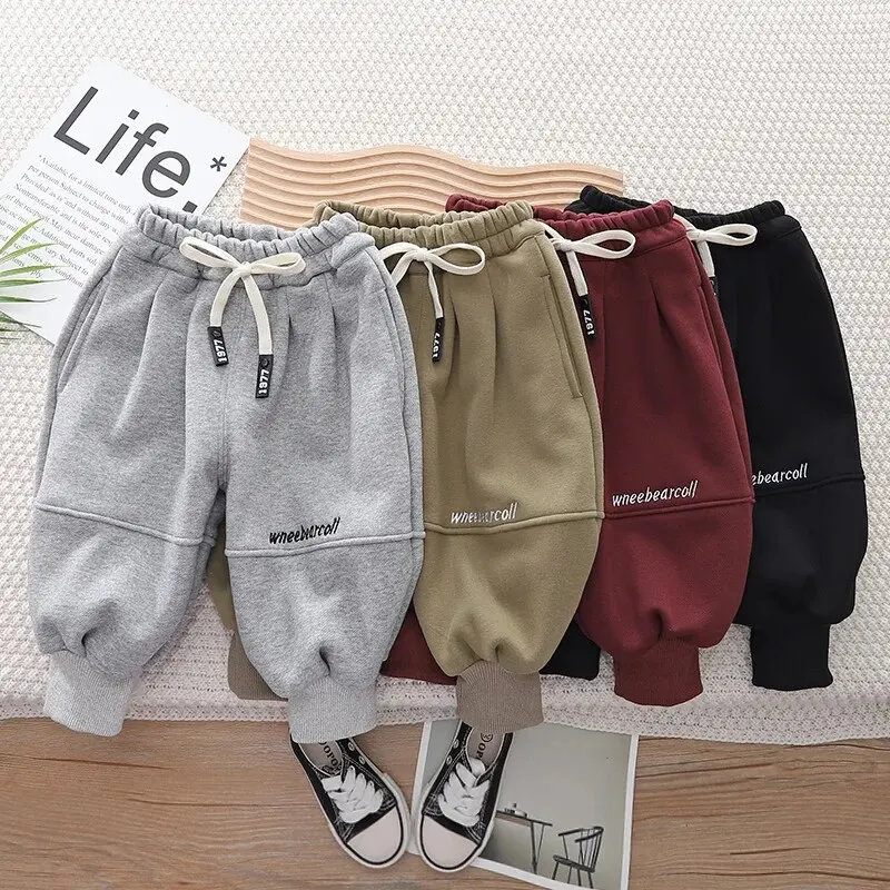 Baby Boy And Girl Solid Color Winter and Autumn Casual Thick Pants