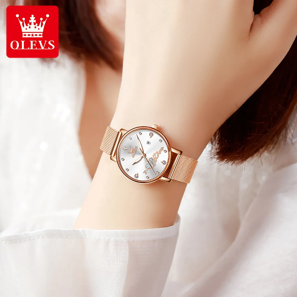 OLEVS 5509 ساعات نسائية موضة أصلية ساعة كوارتز للس...
