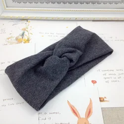 Chic Solid Color Knotted Baby Headband - Elastic Hair Band (Dark Grey)