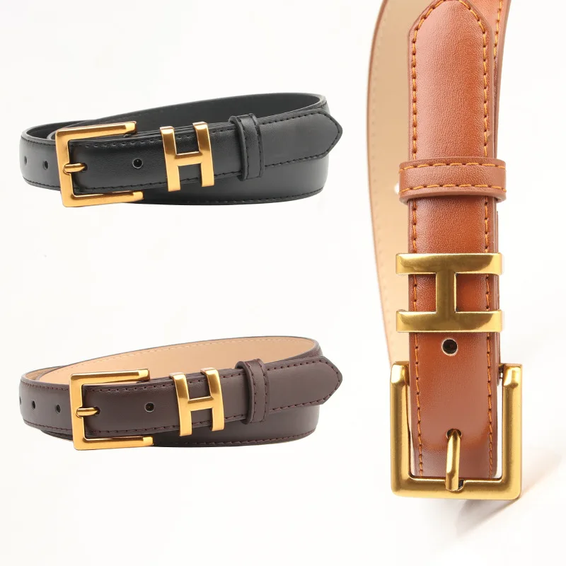 Lady's Slender Thin Belt Square Head Pin Buckle Women Waist Belt Elastic Waist Belt Candy Color Jeans Buckle Belt