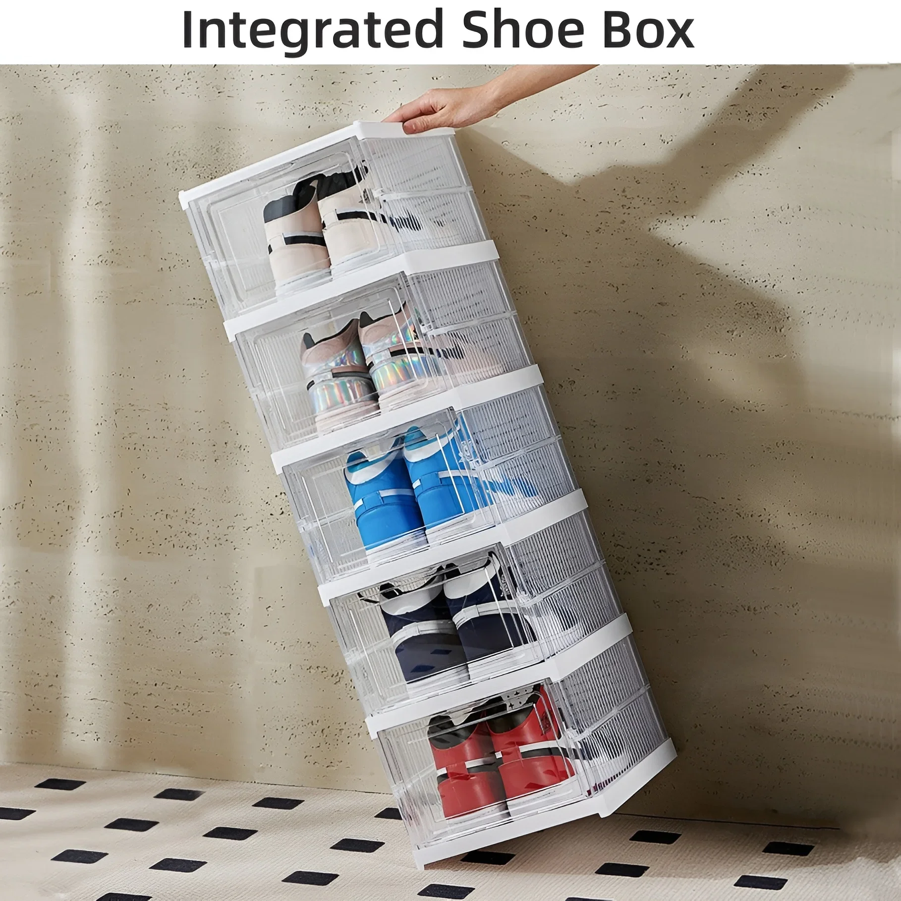 Transparent Shoes Box 6 Layers Shoe Display Case Thickened Foldable Sneaker Shoe Organizers Dustproof High-top Shoe Rack Shelf