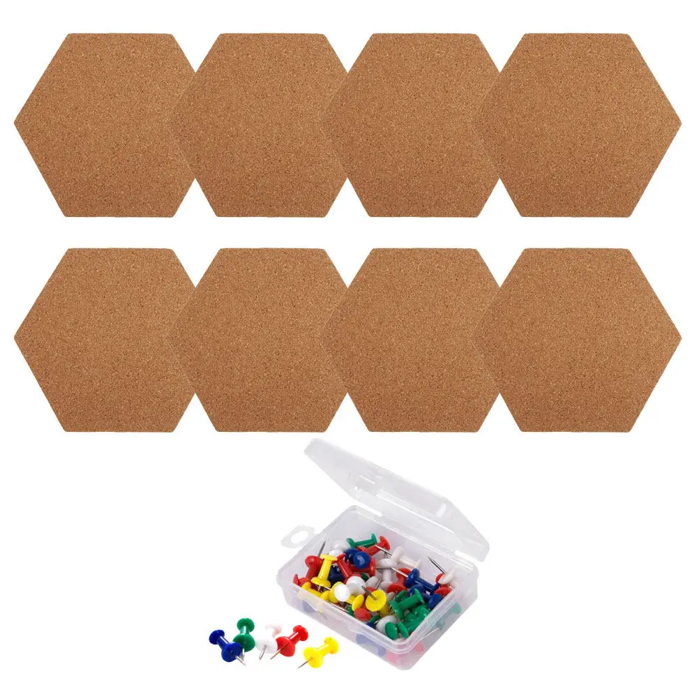 8Pcs 육각형 접착 코르크 보드 벽걸이용 게시판 홈 오피스 장식 디스플레이 메시지 사진 메모 공지 DIY