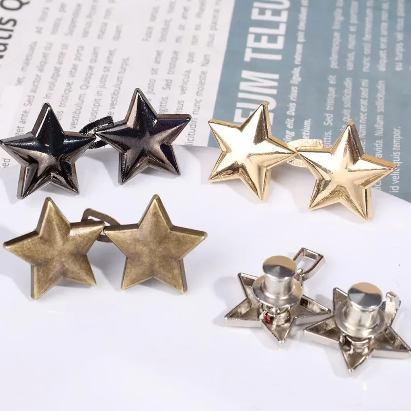 1/8set Adjustable Waist Buckle Star Shape Jean Pant Button Detachable Alloy Waist Tightener Clothing Accessories DIY Sewing Tool 4