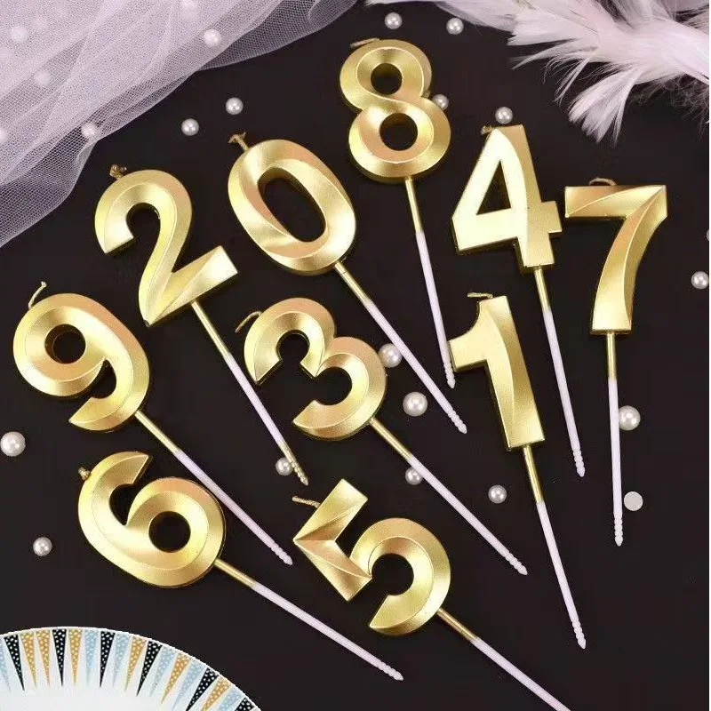 1pc-Birthday Candle Golden Number 0-9 Smoke Free