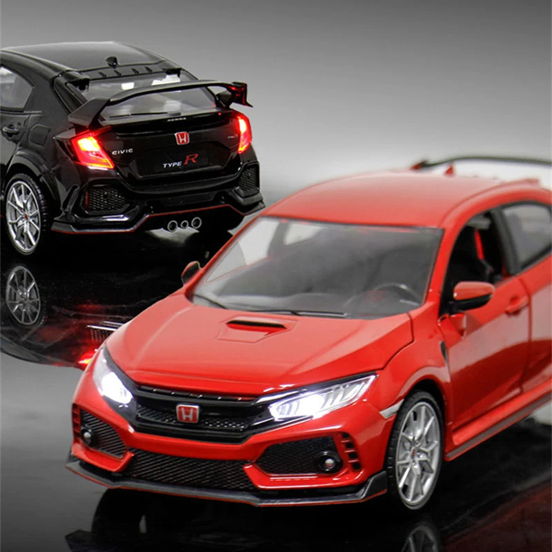 1:24 HONDA CIVIC TYPE R Alloy Sports Car Model Diecast & Toy Vehicle Metal Racing Car Model Sound and Light Collection Kids Gift 2
