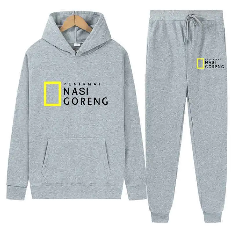 autumn men gray blue casual 2pc sets trend hoodie tops slim pants warm sweatshirts street fashion concise printed sports suit Autumn Men Gray Blue Casual 2PC Sets Trend Hoodie Tops Slim Pants Warm Sweatshirts Street Fashion Concise Printed Sports Suit 2