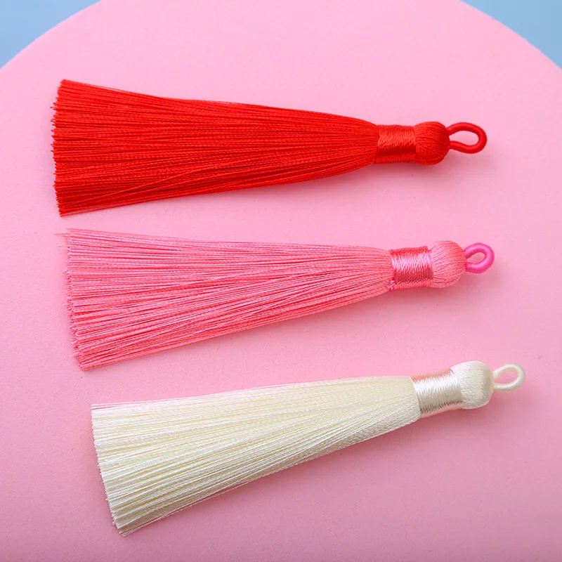10pcs 9cm Small Silk Tassel Earrings Pendant Charms Crafts Silver End Caps Tassels Brush For DIY Jewelry Making Accessories