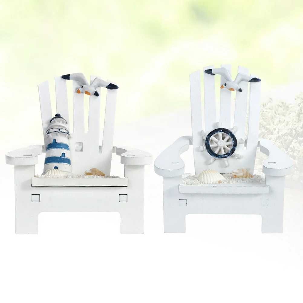 

2 Pcs Table Adornment Toy Room Mini Chair Desktop Ornaments Bamboo Wooden Decoration