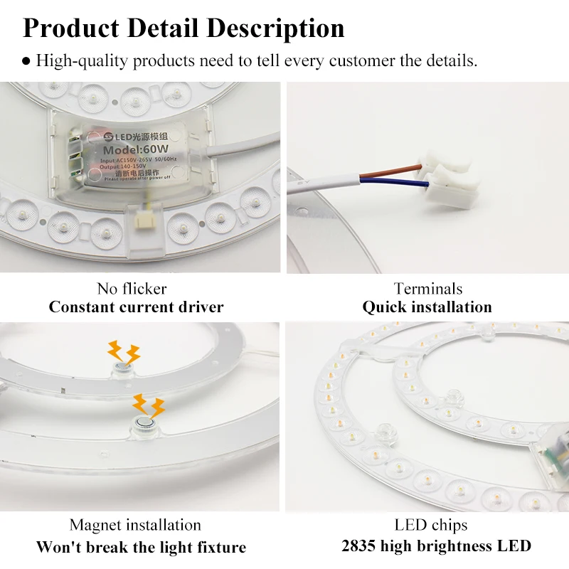 Led Panel 220V Ceiling Light Replacement Led Module Dimmable 60W Round Circle Light Panel Board Module for Ceiling Fan Lights led light led ceiling light led panel ceiling light module