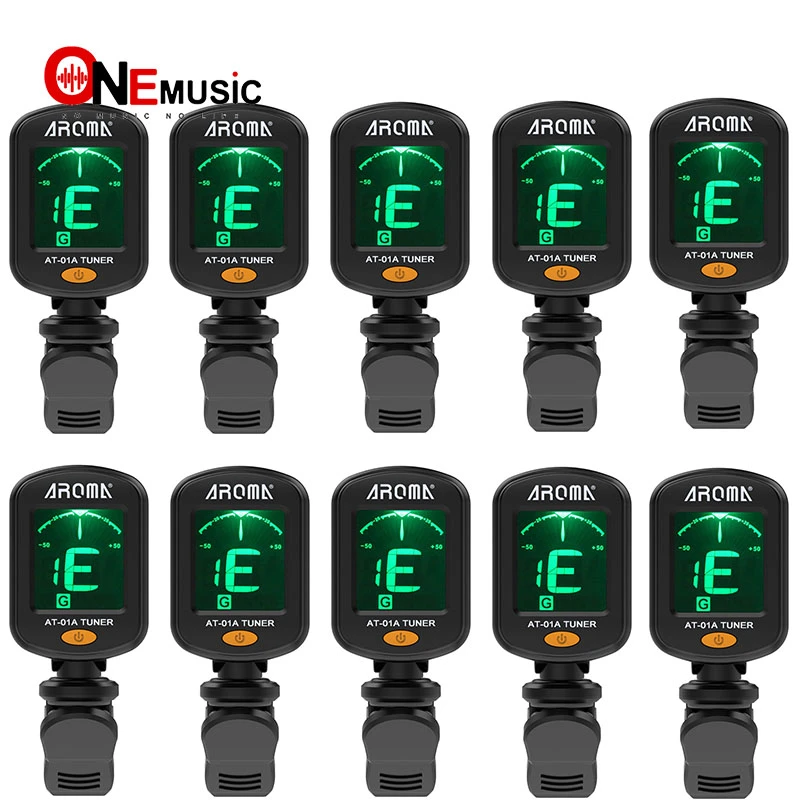 guitarra AT 01A AROMA, 50 piezas, sintonizador giratorio con Clip, pantalla LCD para acústica, bajo, accesorios para guitarra| | - AliExpress