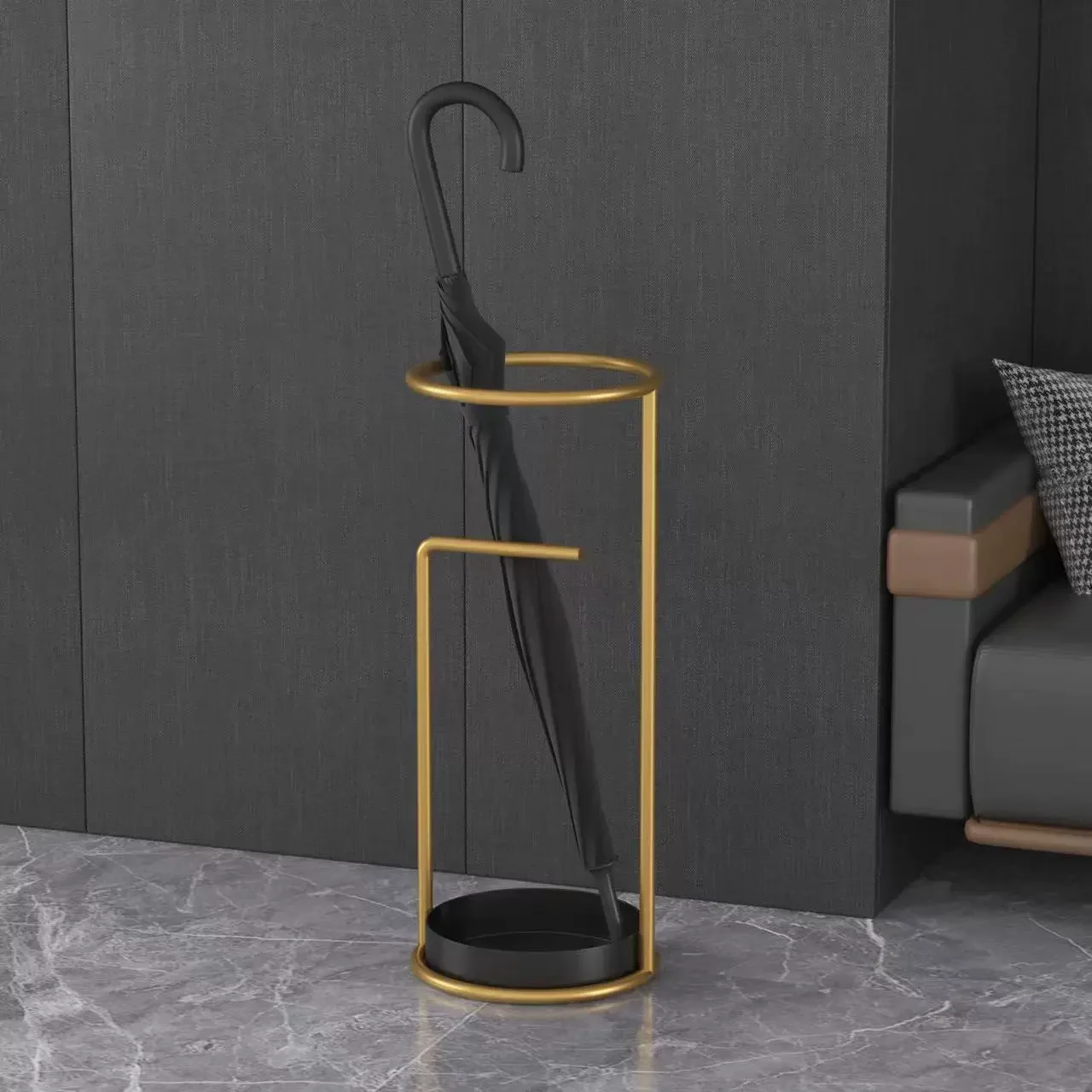 Modern Creative Umbrella Rack Fashionable Light Luxury Gold Stand Hotel Lobby Eco-Friendly Metal Storage Bucket Lobby