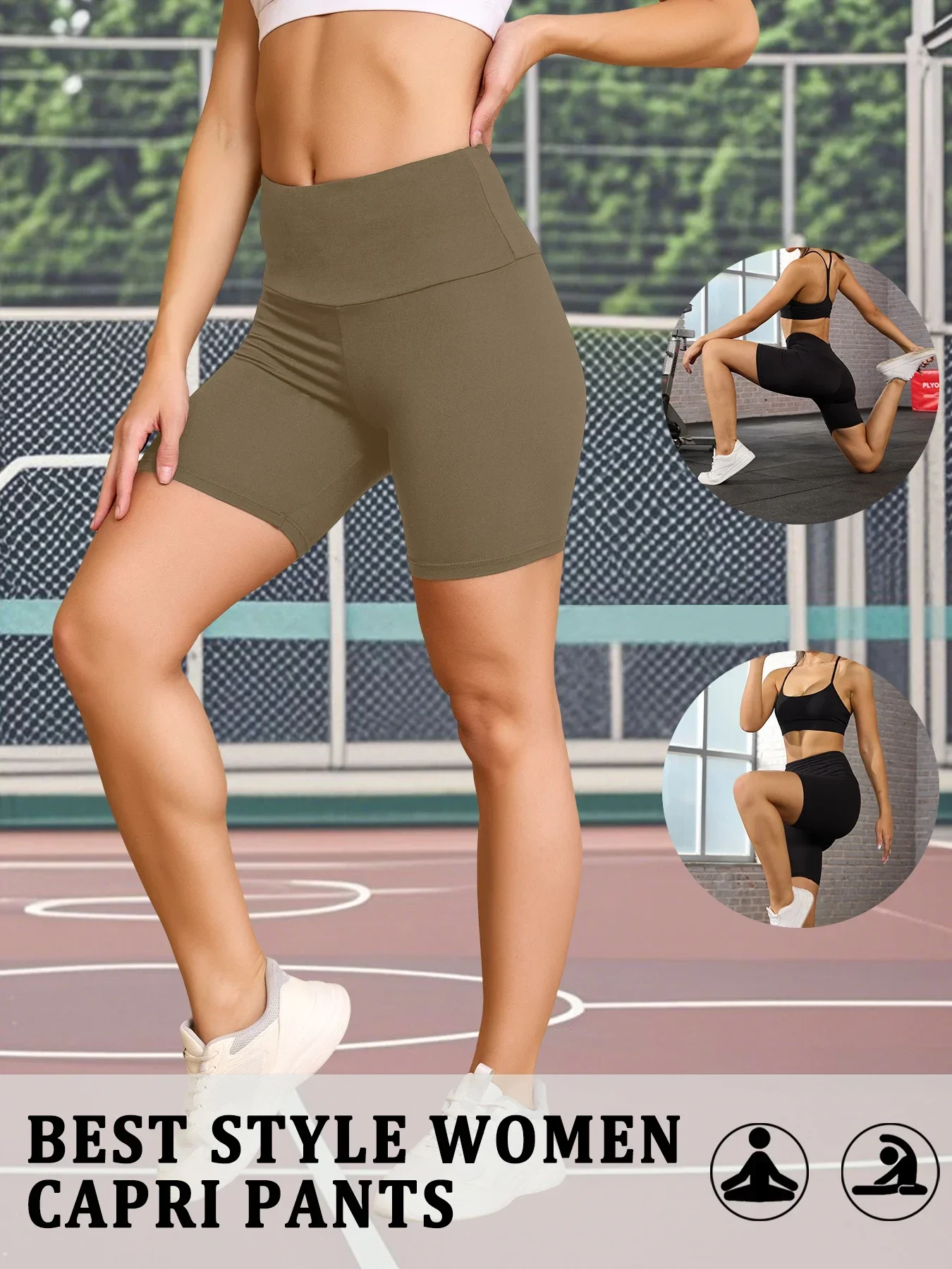 High Waisted Biker Shorts - Soft Tummy Control Workout Yoga Fitness