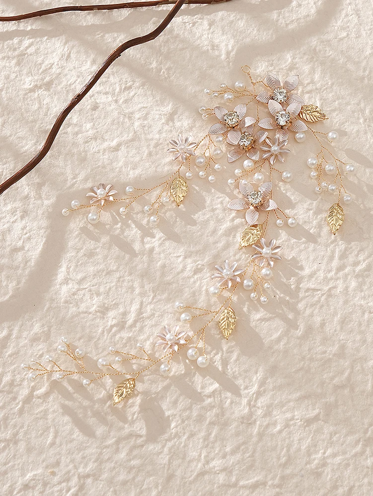 Neuste mode handgemachte blüte kopfschmuck hochzeit perlen stirnbänder braut schmuck haar accessoires für frauen frisur – Detail 4