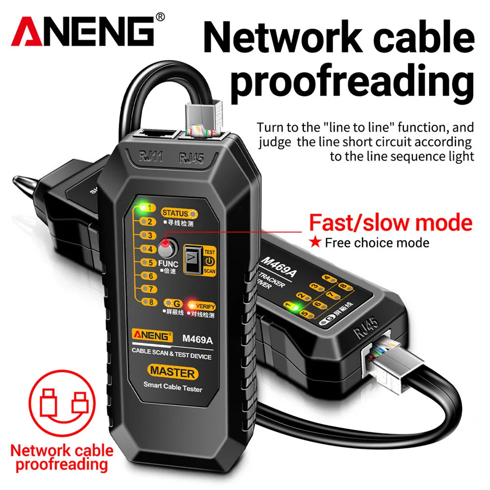 M469A Network Cable Tracker RJ45 RJ11 Networking Analyzer Multi LAN Cable Tester Finder with Flashlight for Network Repair network cable tester network analyzer