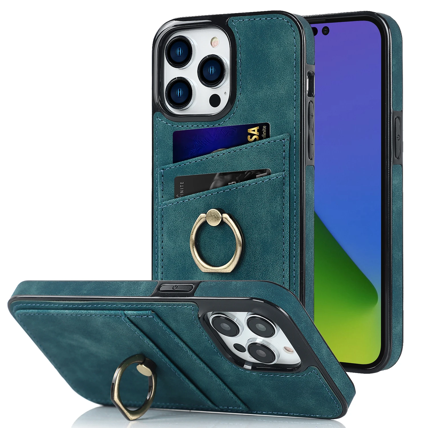 Soft Suede Leather Ring Holder iPhone Case