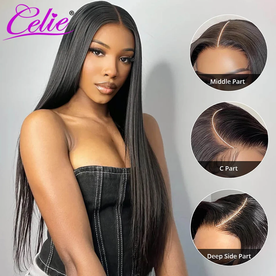 Celie Pre-bleached Bone Straight HD Lace Closure Wig 6&times;5 Pre-cut Lace Wear&Go Glueless Wig 200% 250% Pre Plucked Human Hair Wigs