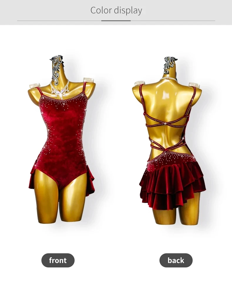 Latin Dance Kleid Frauen Weibliche Tragen Linie Kleidung Praxis Mädchen Kostüm Dancewear Rock Hosen Party Sport Bühne Ball Sexy Anzug – Detail 5