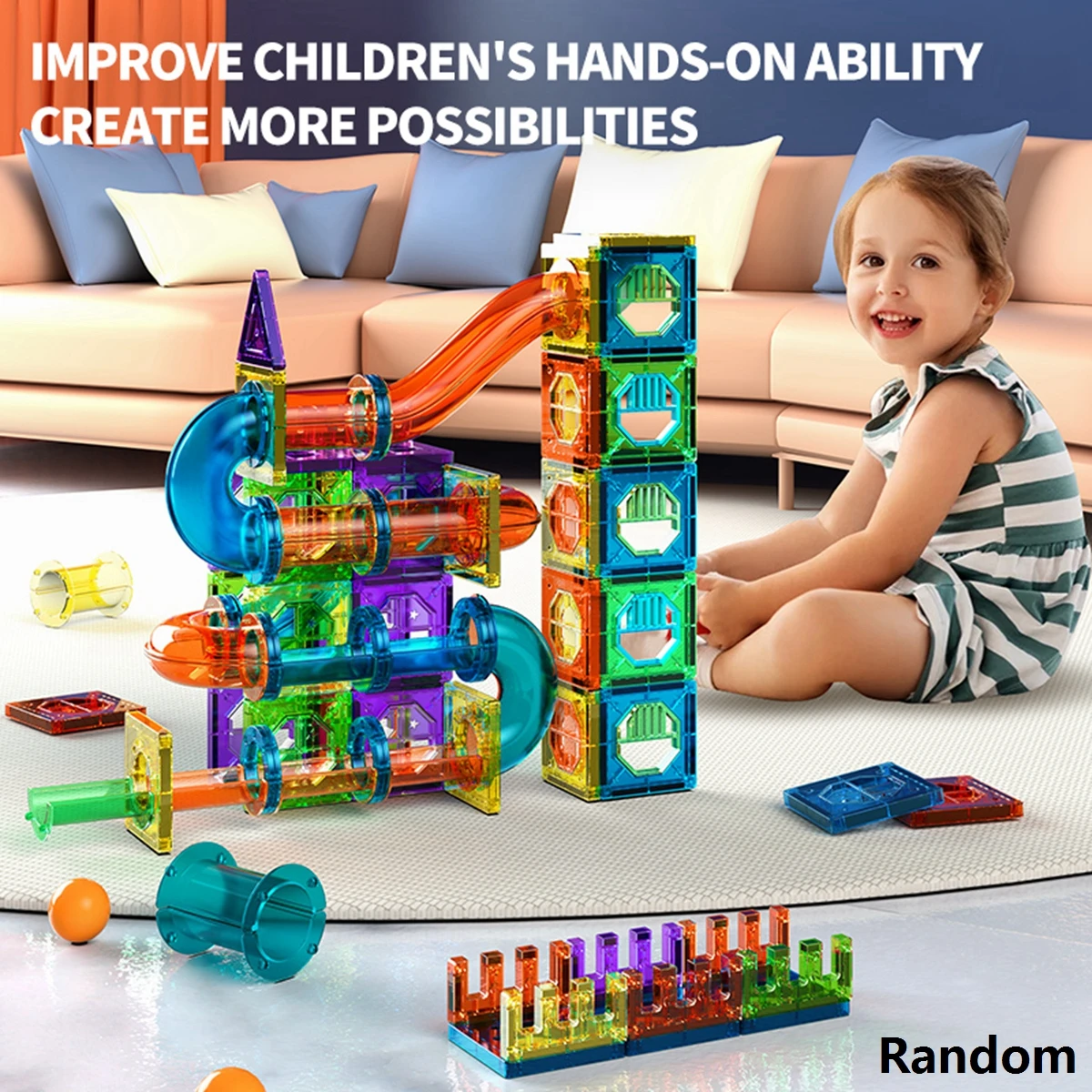 Magnetic Tile Marble Runway Toy Set STEM Educational Building Blocks for Boys and Girls Aged 3+ Great Birthday Gifts Christmas