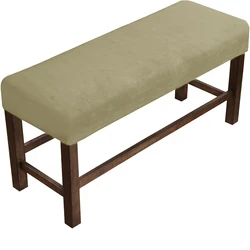 Luxurious Velvet Stretch Dining Chair and Bench Covers - Soft Spandex Slipcovers and Seat Protectors (Taupe)