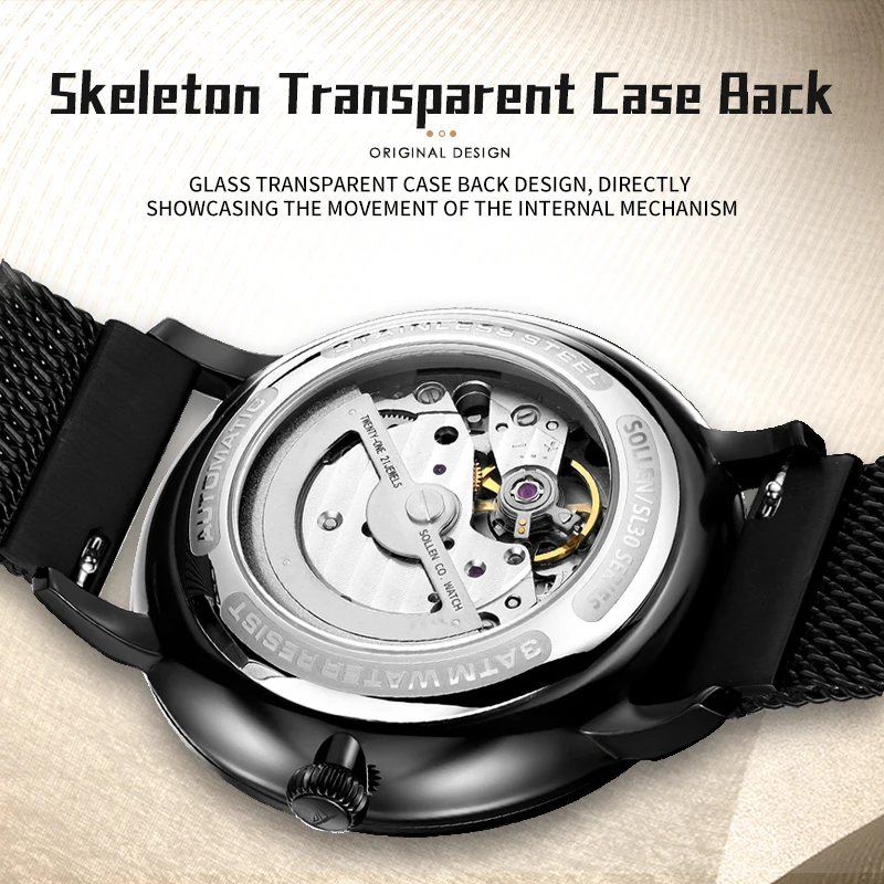 SOLLEN's new men's mechanical watch is multifunctional, fashionable, luxurious, fashionable, and simple. It is a men's watch