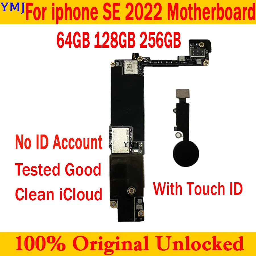 

For IPhone SE 2022 Original Unlock Motherboard 64GB 128GB 256GB Free icloud Plate Full Chips Good Test Mainboard Support Update