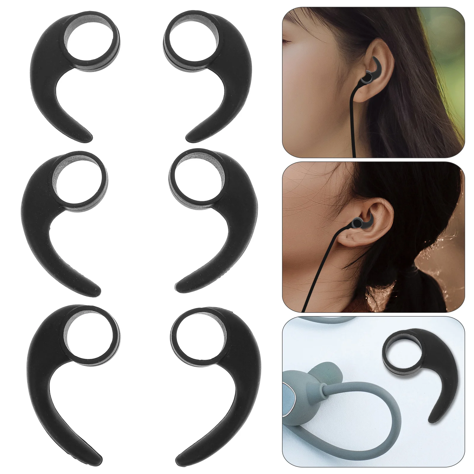 

6 Pcs Earphone Earhook Silicone Protective Earhooks Sports Headset Anti-Lost Earpiece Earring Holder Headphone Clip for Earbuds