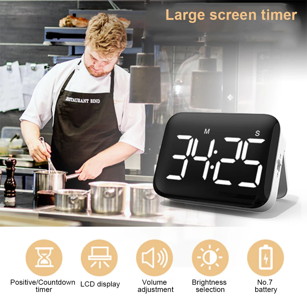 Digital Timer for Kitchen Cooking Shower Study Stopwatch LED Counter