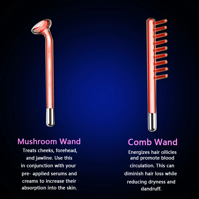Facial Machine 4 IN 1 High Frequency Electrode Portable Electrode Wand Acne Spot Wrinkle Remover Hair Growing Tubes Skin Care