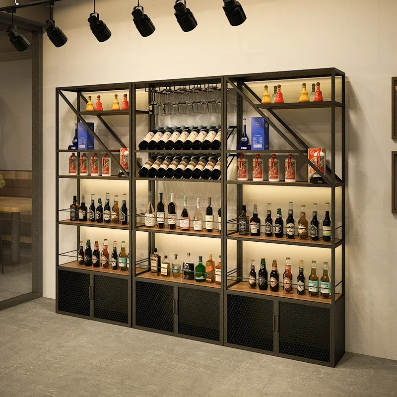 Iron Floor Wine Rack Black Mordern Organizer Cupboard Kitchen Wine Holders Commercial Display Stand Vitrina Rack Cheap