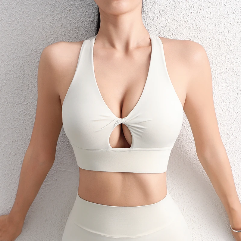 SOISOU Nylon Yoga Crop Top Bra For Women Gym Sport Sexiest Bra Chest Pad Removable Elastic Tight Breathable Top Women 6 Colors
