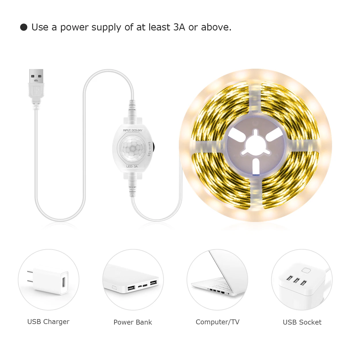 รูปสินค้า เทปริบบิ้น LED ไร้สาย ตรวจจับการเคลื่อนไหว ตกแต่งบ้าน