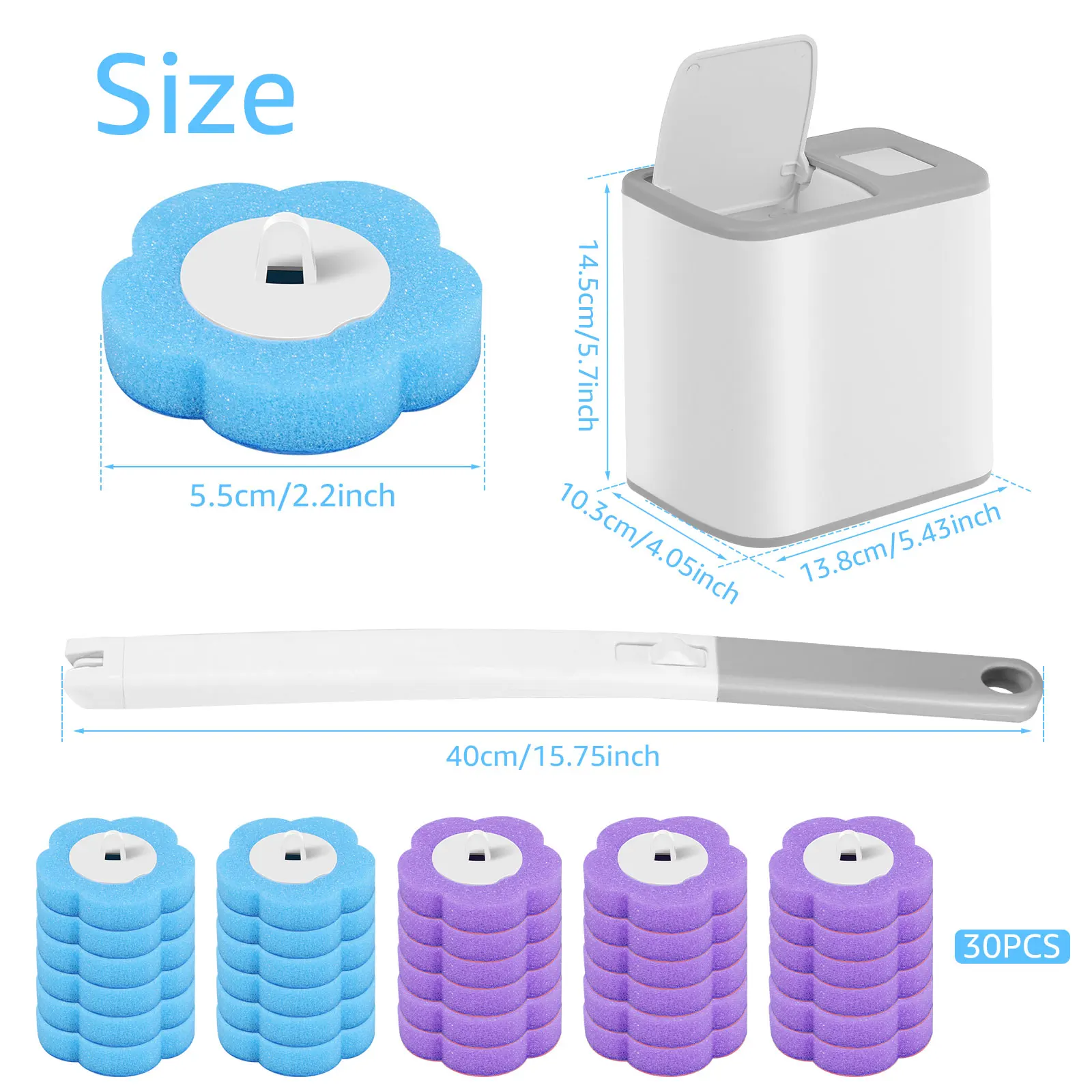 Toilet Brush Disposable Replacement Head Cleaning Kit 2026 With Lengthened Handle Auto Lid Opening Toilet Bowl Cleaner Pad Kit