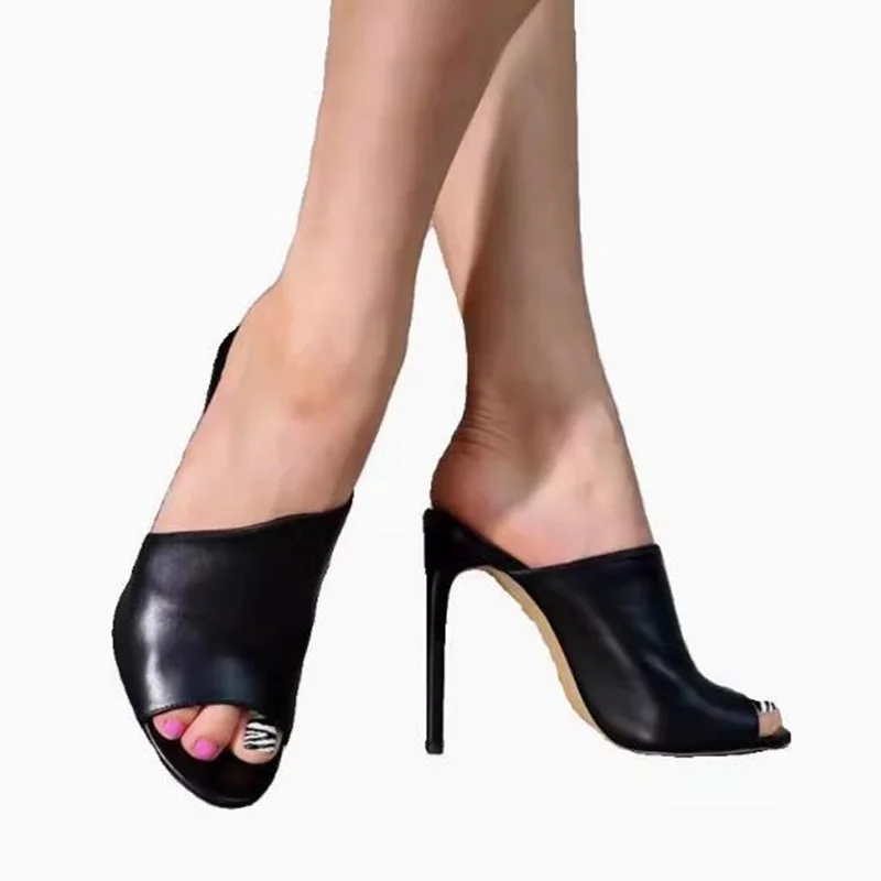 Mule The Fix Ladies Shoes Irregular Cut Peep Toe High Heel Mules