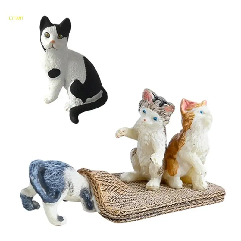 Kitten Statue Desk Ornaments Display Widgets Siamese Figurine for Home Garden Yard Display Widgets