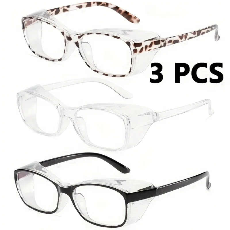 3PCS Colors Safety Glasses Clear Flat Light Anti-fog Eye Protection & Perfect Gift image 4