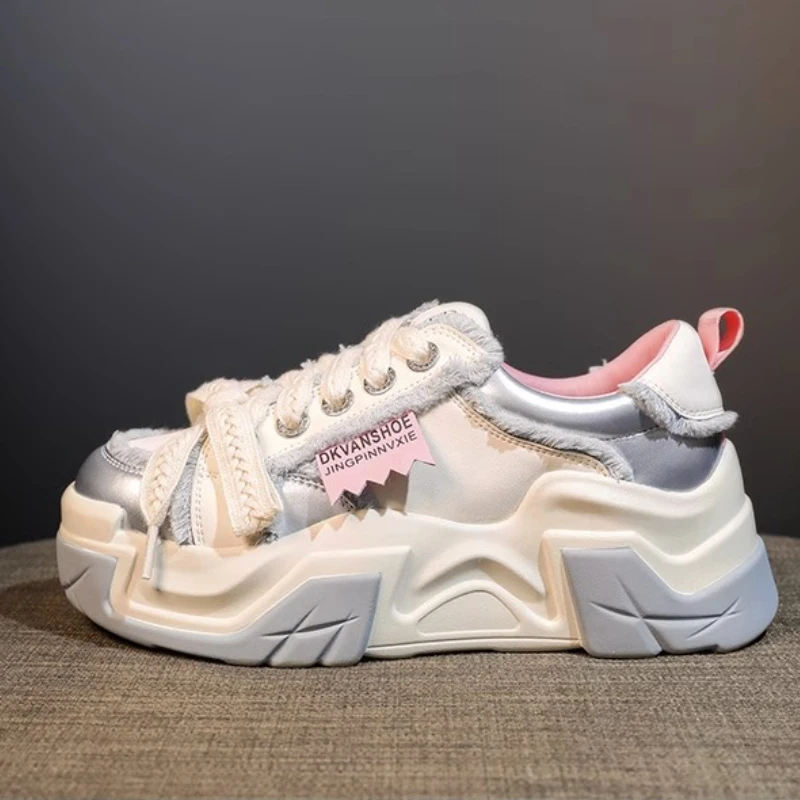 Scarpe Con Plateau Donna 2023 Autunno Nuova Suola Spessa Sport Casual Dad Shoes Aumentare Sneakers Donna Off White Shoe High (5Cm-8Cm)
