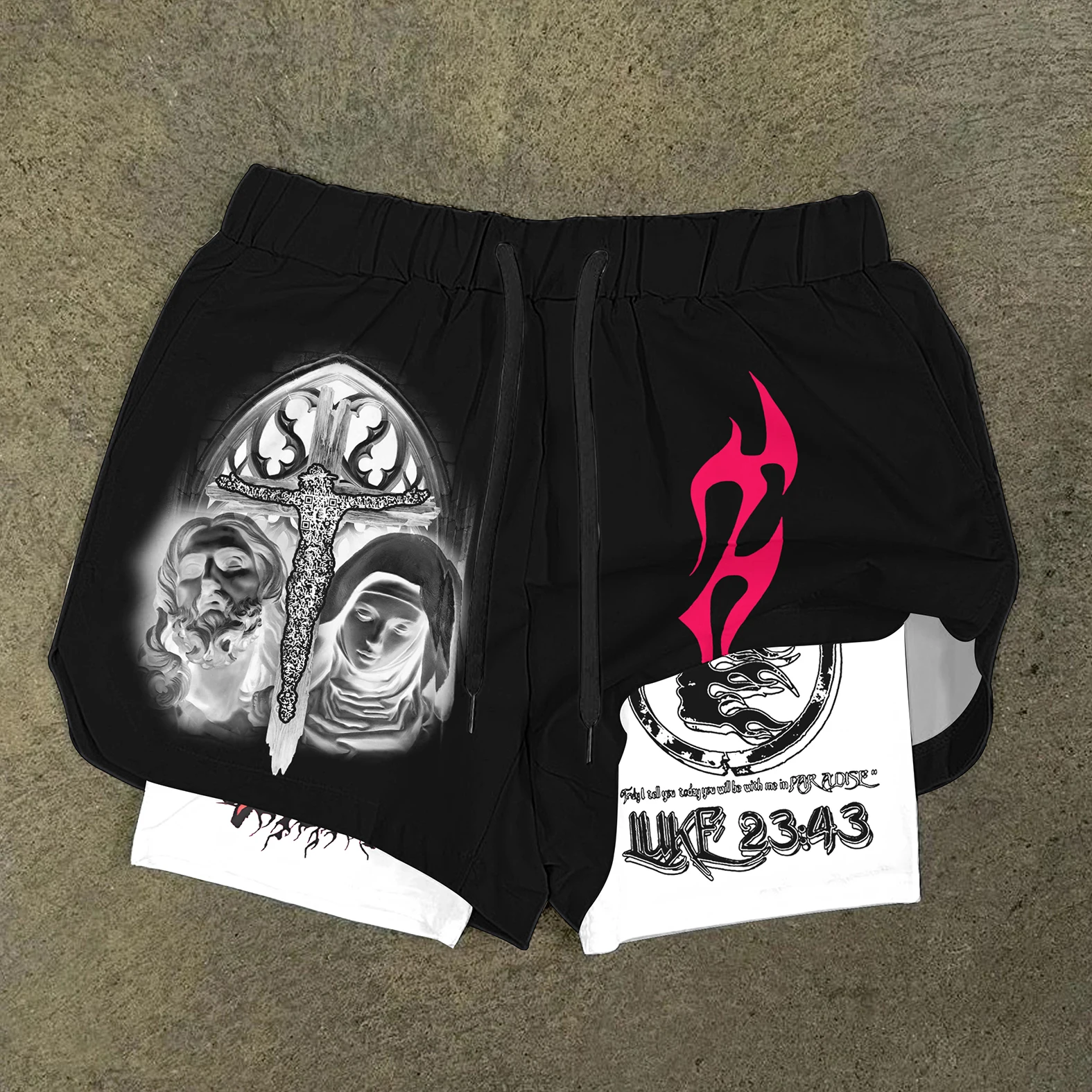 New Digital Printed Fashionable High Quality Sports and Leisure Double layer Shorts for Men Quick drying Running Training Beach 2