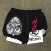 New Digital Printed Fashionable High Quality Sports and Leisure Double layer Shorts for Men Quick drying Running Training Beach 2