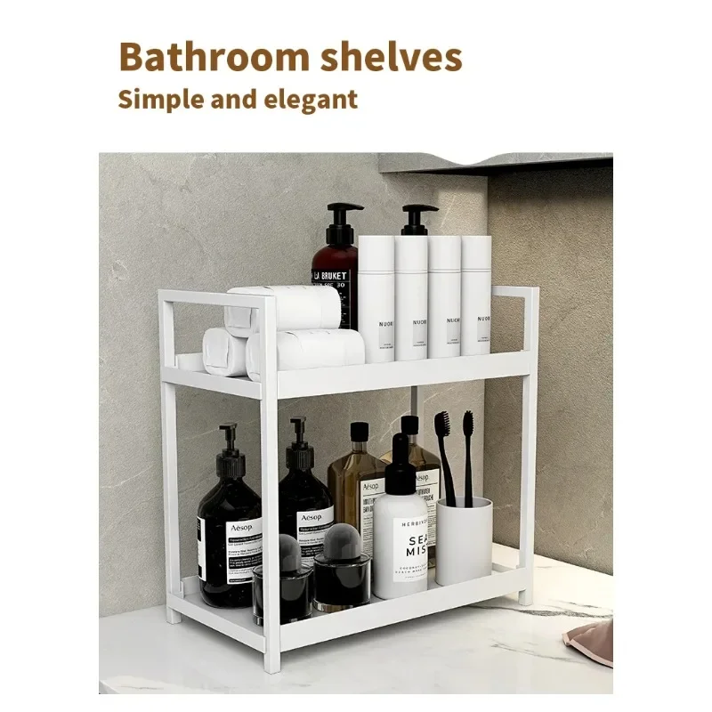 Double desk storage rack Kitchen organizer Bathroom countertop Perfume and cosmetics shelf Dressing table rack 4