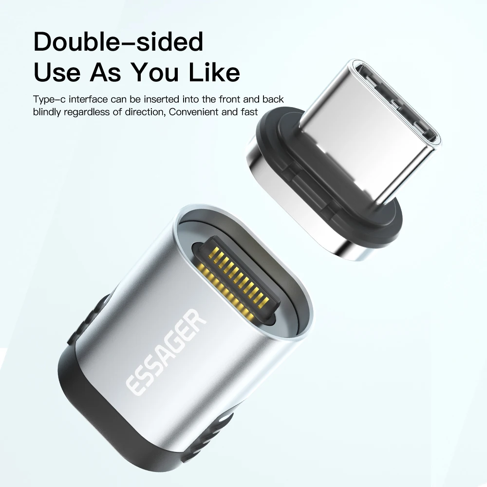 Essager 아이패드 프로 맥북용 마그네틱 어댑터 커넥터, USB C타입 PD 3.0 고속 충전 케이블 컨버터, 24 핀, 100W