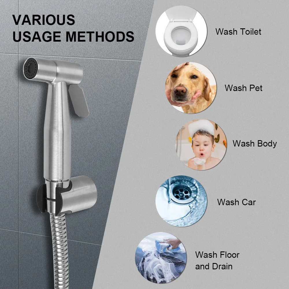 Handheld shower head Hand Bidet faucet Bidet sprayer set For toilet self cleaning For Bathroom hand sprayer Stainless Steel 5