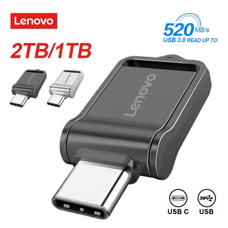 Nuova Chiavetta Usb Lenovo 128Gb Memory Stick 2Tb Pendrive 1Tb Metallo Usb 3.0 Disco 2-In-1 Type-C Cle Usb Logo Gratuito All'Ingrosso