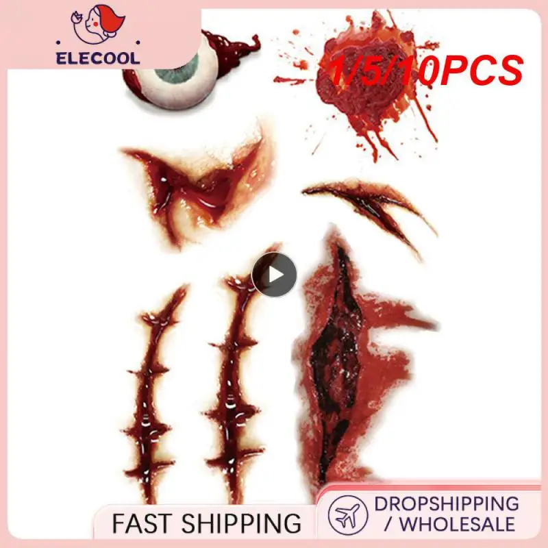 

1/5/10PCS Halloween Waterproof Temporary Tattoo Stickers Sexy Bloody Makeup Zombie Scar Tattoo Decoration Wound Horror Blood