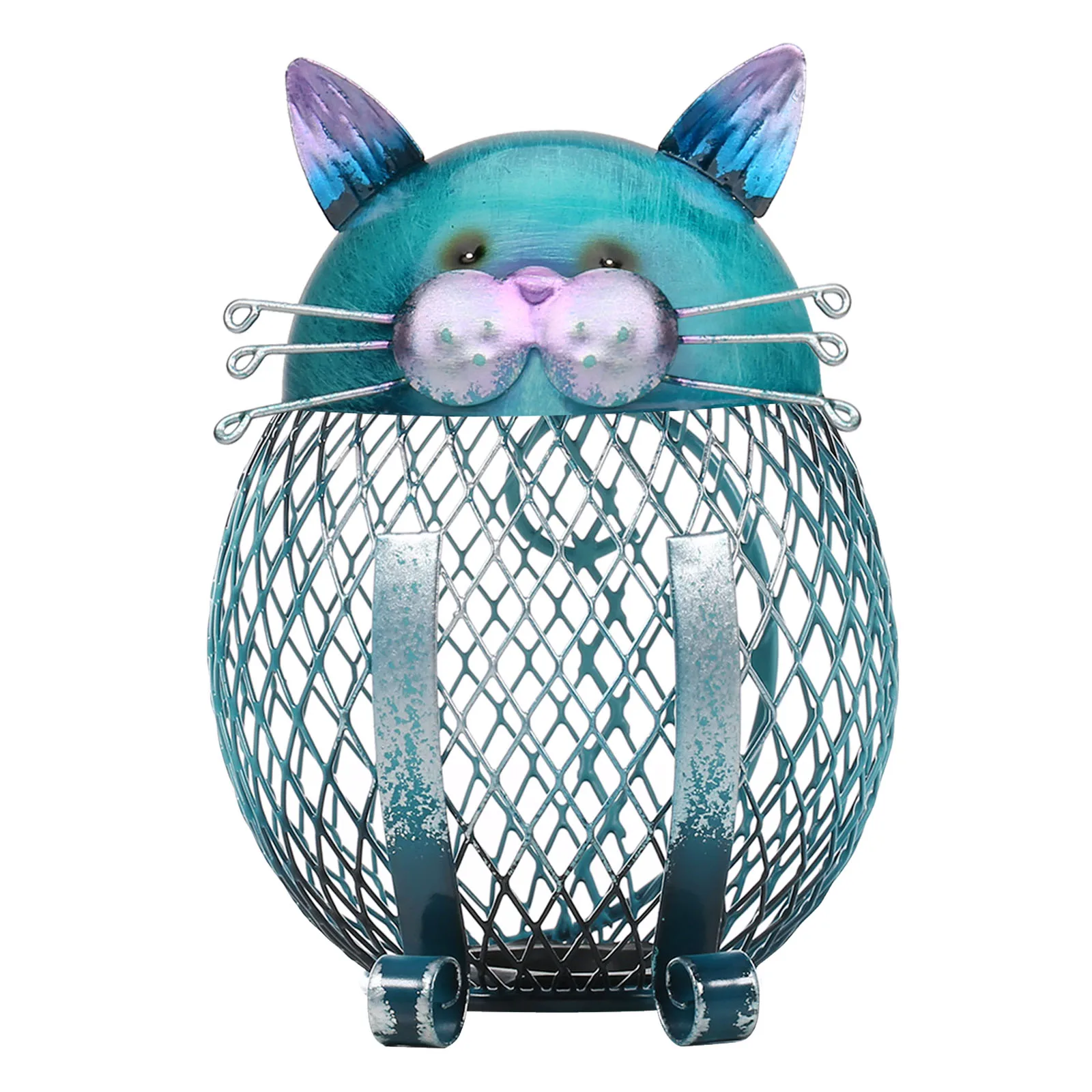Cat coin box Piggy bank Animal ornament Creative ornament Iron art Handcrafts Interior decoration