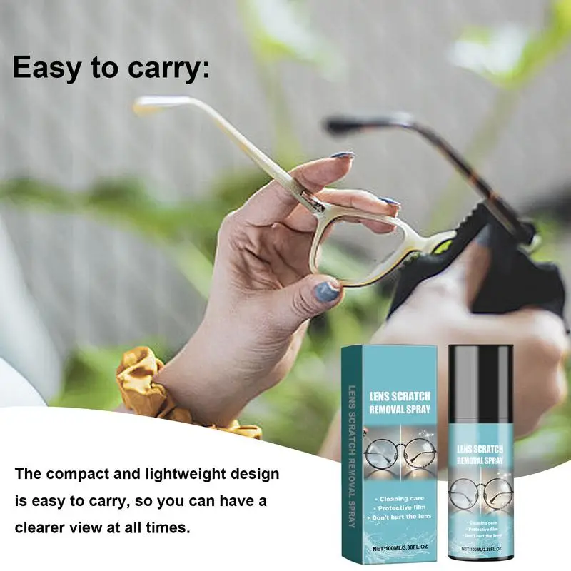 Glass Cleaner Lens Cleaner Spray 100ML for Glasses Sunglasses Eyeglass Cleaning Anti Fog Scratch Removal
